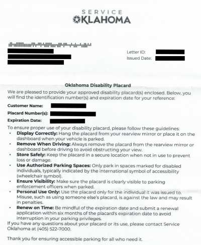 Service Oklahoma Disability Placard Receipt Service Oklahoma Disability Placard Receipt